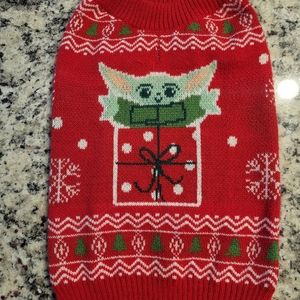 Baby Yoda, small dog Christmas sweater